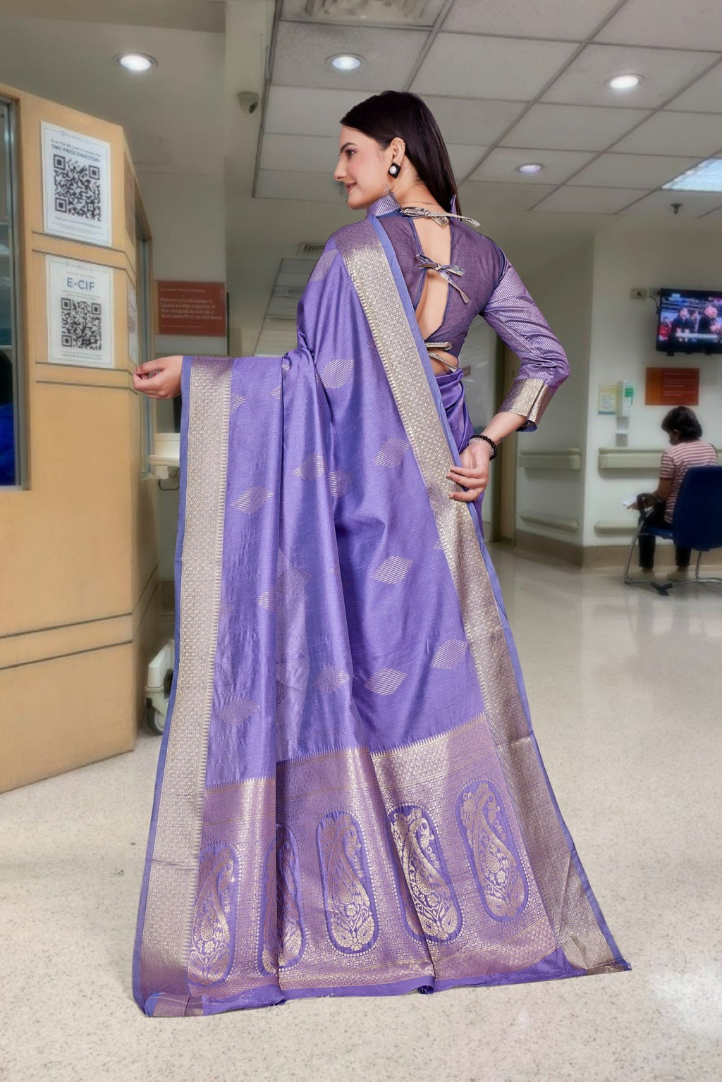 Blue Cotton Silk Corporate Professional Saree - FeministaCotton Silk