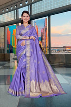 Blue Cotton Silk Professional Office Saree - FeministaCotton Silk