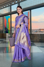 Blue Cotton Silk Professional Office Saree - FeministaCotton Silk