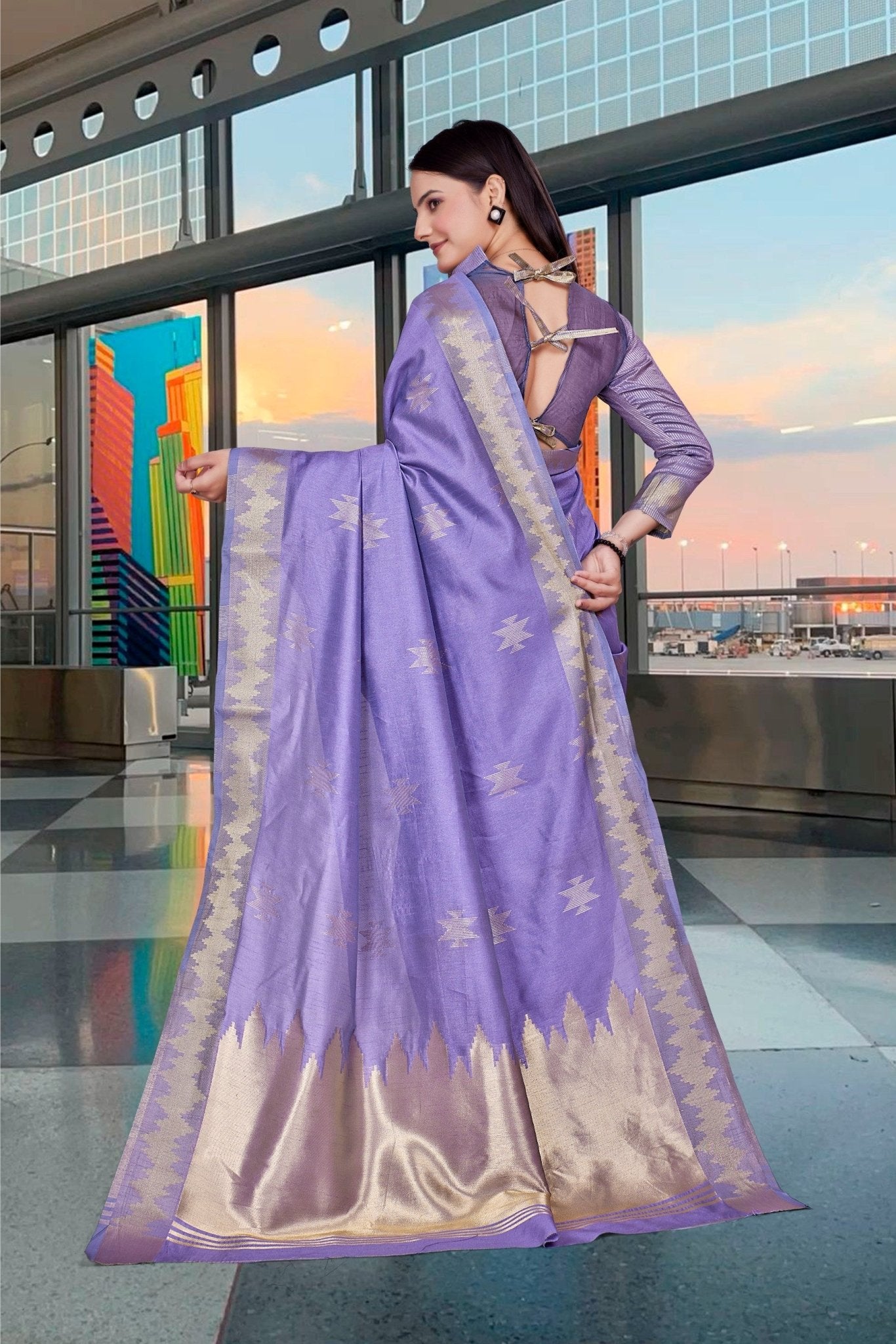 Blue Cotton Silk Professional Office Saree - FeministaCotton Silk