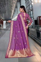 Purple Cotton Silk Workplace Uniform Saree - FeministaCotton Silk