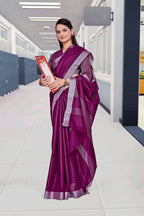 Purple Cotton Silk Corporate Professional Saree - FeministaCotton Silk
