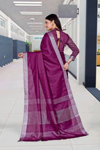 Purple Cotton Silk Corporate Professional Saree - FeministaCotton Silk