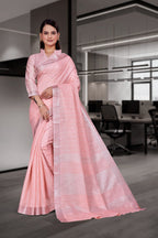 Pink Cotton Silk Professional Office Saree - FeministaCotton Silk