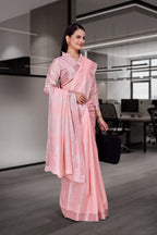 Pink Cotton Silk Professional Office Saree - FeministaCotton Silk