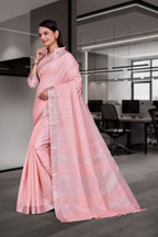Pink Cotton Silk Professional Office Saree - FeministaCotton Silk