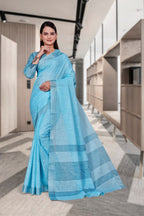 Light Blue Cotton Silk Professional Office Saree - FeministaCotton Silk