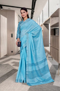 Light Blue Cotton Silk Professional Office Saree - FeministaCotton Silk
