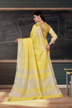 Yellow Cotton Silk Professional Office Saree - FeministaCotton Silk