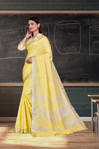 Yellow Cotton Silk Professional Office Saree - FeministaCotton Silk