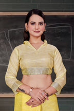 Yellow Cotton Silk Professional Office Saree - FeministaCotton Silk