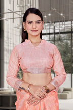 Orange Cotton Silk Workplace Uniform Saree - FeministaCotton Silk