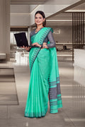 Green Cotton Silk Staff Professional Saree - FeministaCotton Silk