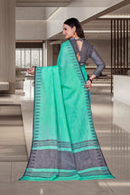Green Cotton Silk Staff Professional Saree - FeministaCotton Silk