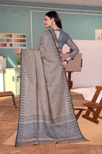 Grey Cotton Silk Professional Office Saree - FeministaCotton Silk