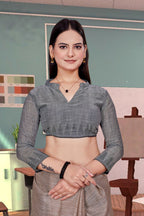 Grey Cotton Silk Professional Office Saree - FeministaCotton Silk