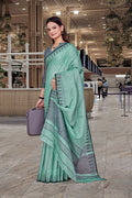 Green Cotton Silk Staff Professional Saree - FeministaCotton Silk