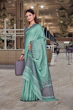 Green Cotton Silk Staff Professional Saree - FeministaCotton Silk