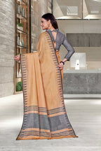 Orange Cotton Silk Formal Professional Saree - FeministaCotton Silk