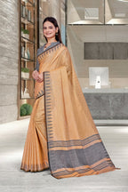 Orange Cotton Silk Formal Professional Saree - FeministaCotton Silk