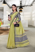Yellow Cotton Silk Professional Office Saree - FeministaCotton Silk