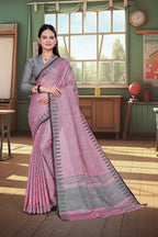 Pink Cotton Silk Professional Office Saree - FeministaCotton Silk