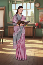 Pink Cotton Silk Professional Office Saree - FeministaCotton Silk