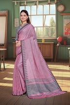 Pink Cotton Silk Professional Office Saree - FeministaCotton Silk