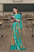 Blue Crepe Professional Office Saree - FeministaCrepe