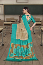 Blue Crepe Professional Office Saree - FeministaCrepe