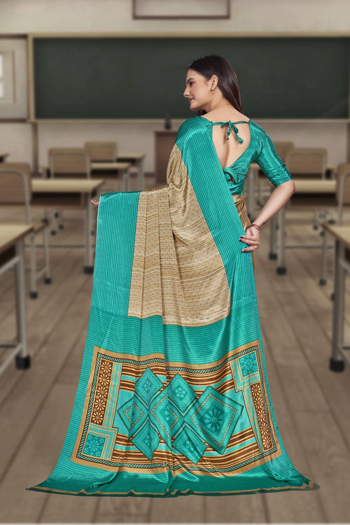 Blue Crepe Professional Office Saree - FeministaCrepe