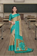Blue Crepe Professional Office Saree - FeministaCrepe