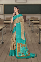 Blue Crepe Professional Office Saree - FeministaCrepe