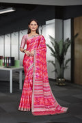 Pink Crepe School Uniform Saree for Teachers - FeministaCrepe