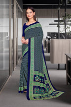 Blue Crepe Professional Office Saree - FeministaCrepe