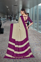 Purple Crepe Workplace Uniform Saree - FeministaCrepe