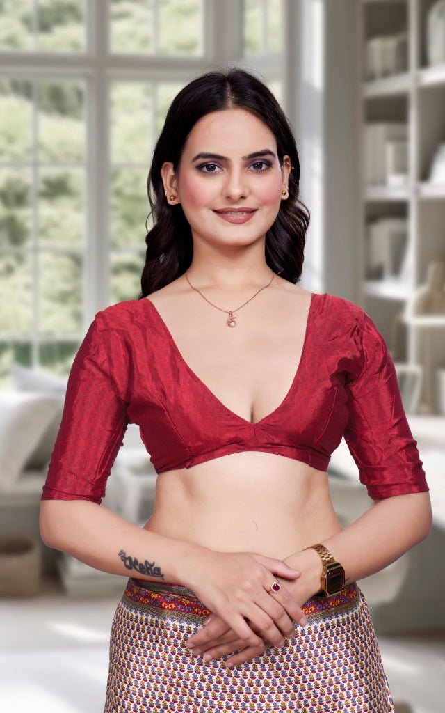 Maroon Crepe Professional Office Saree - FeministaCrepe