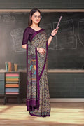 Purple Crepe Professional Office Saree - FeministaCrepe