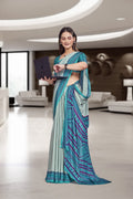 Blue Crepe Professional Teacher Saree - FeministaCrepe