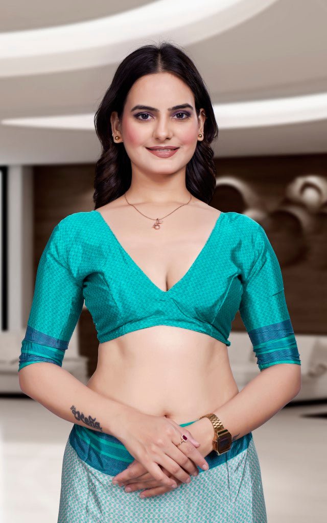 Blue Crepe Professional Teacher Saree - FeministaCrepe