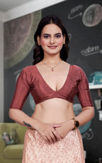 Beige Crepe Workplace Uniform Saree - FeministaCrepe