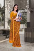 Mustard Georgette Workplace Formal Saree - FeministaGeorgette