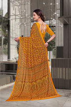 Mustard Georgette Workplace Formal Saree - FeministaGeorgette