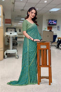Blue Georgette Professional Office Saree - FeministaGeorgette