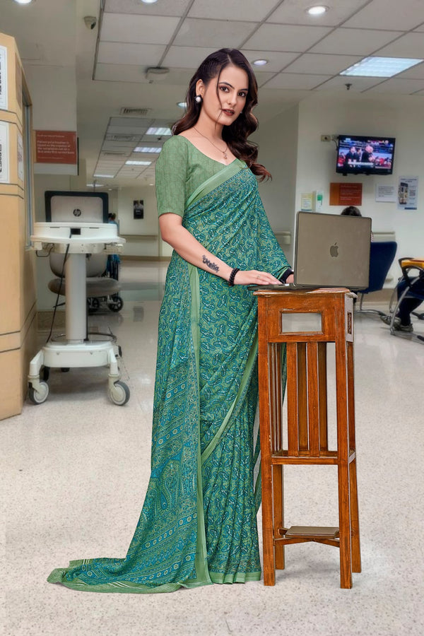 Blue Georgette Professional Office Saree - FeministaGeorgette