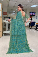 Blue Georgette Professional Office Saree - FeministaGeorgette