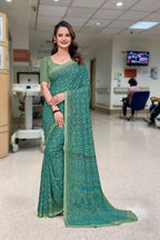Blue Georgette Professional Office Saree - FeministaGeorgette