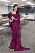 Purple Georgette Business Saree for Professionals - FeministaGeorgette