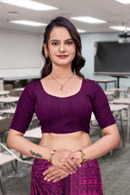 Purple Georgette Business Saree for Professionals - FeministaGeorgette