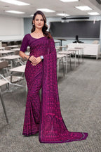 Purple Georgette Business Saree for Professionals - FeministaGeorgette
